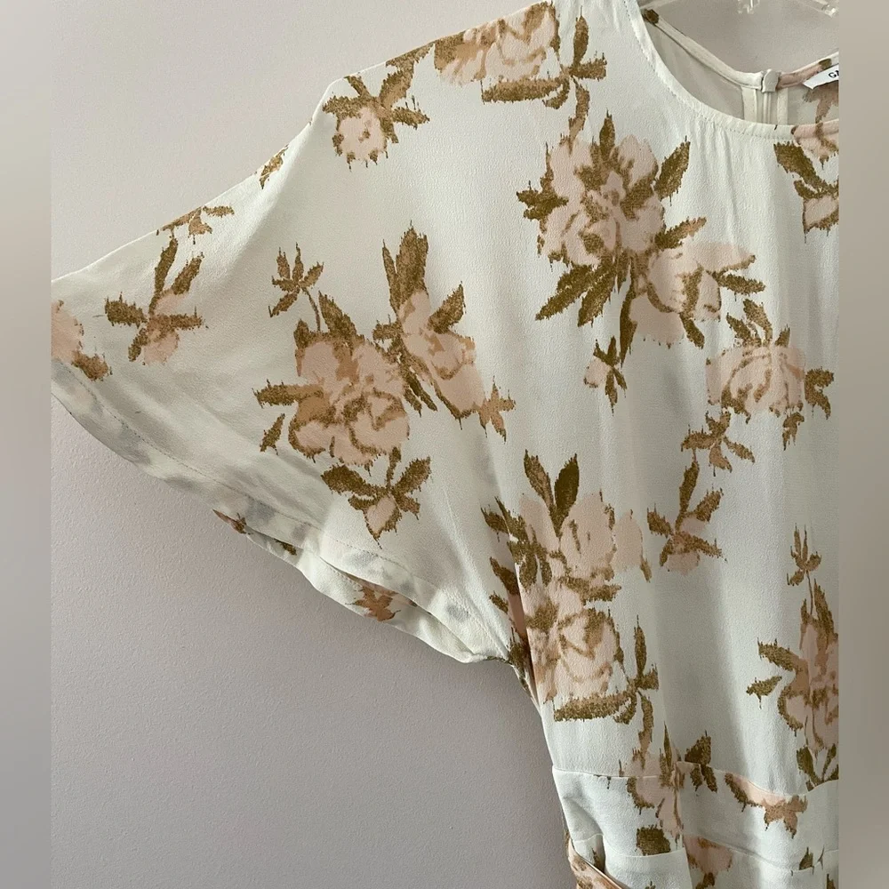Ganni St. Pierre Crepe Floral Dress in Vanilla Ice Size 36 Small - Picture 7 of 10